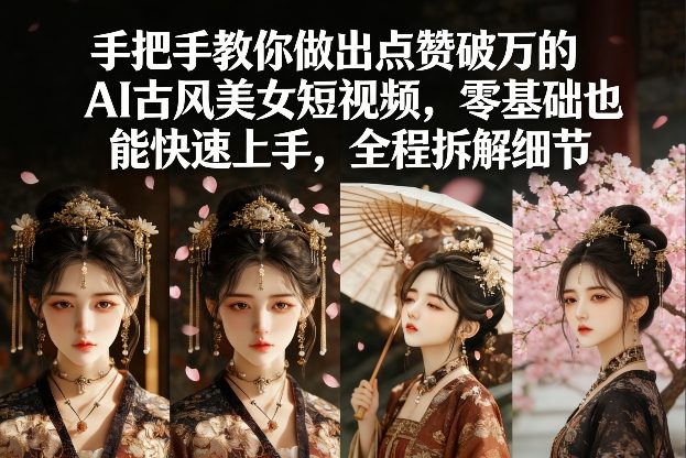 手把手教你做出点赞破万的AI古风美女短视频，零基础也能快速上手，全程拆解细节-课程网