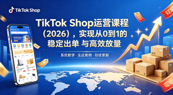TikTok Shop运营课程（2026），实现从0到1的稳定出单与高效放量-课程网