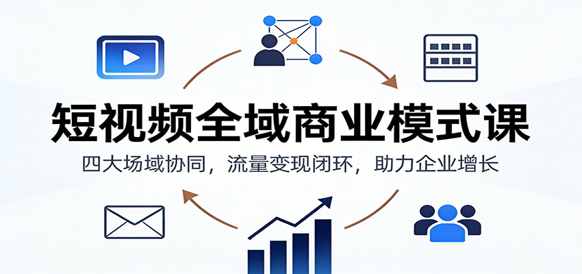 短视频全域商业模式课：四大场域协同，流量变现闭环，助力企业增长-课程网