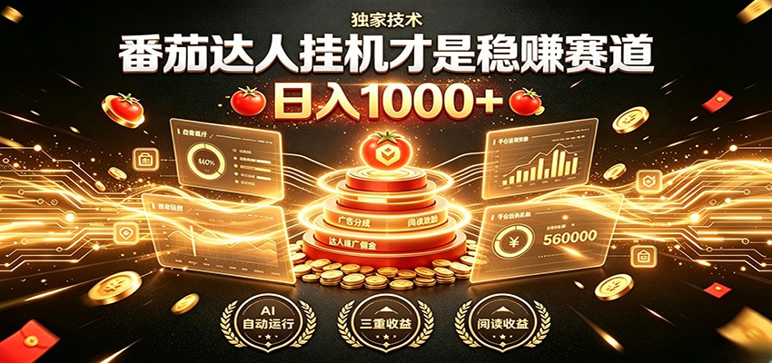 别再瞎找副业！番茄达人挂机才是稳赚赛道 日入1000+-课程网