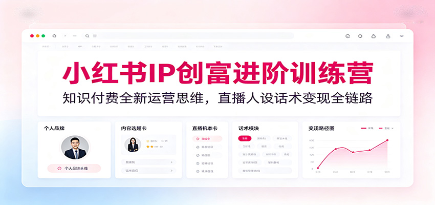 小红书IP创富进阶训练营：知识付费全新运营思维，直播人设话术变现全链路-课程网