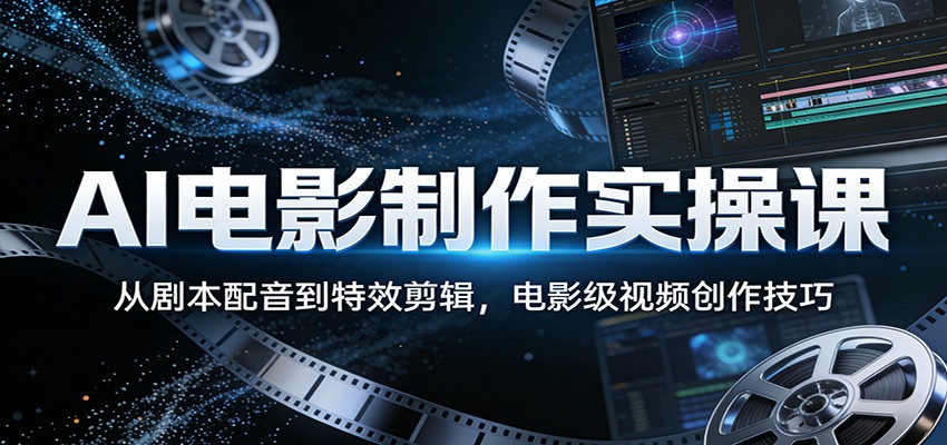 AI电影制作实操课：从剧本配音到特效剪辑，电影级视频创作技巧-课程网