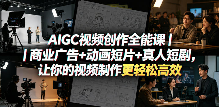 AIGC视频创作全能课｜商业广告+动画短片+真人短剧，让你的视频制作更轻松高效-课程网