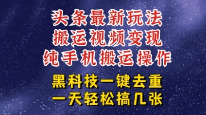 今日头条纯搬运玩法，轻松过原创不违规，轻松日入三位数，稳的很-课程网