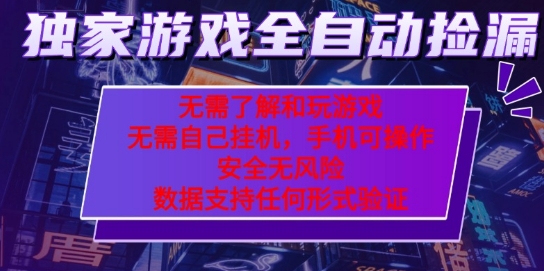 游戏全自动捡漏项目，最新独家玩法，每天操作几十分钟，无任何难度，当天见收益【揭秘】-课程网