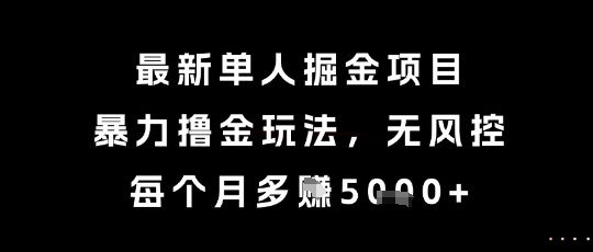 最新单人掘金项目，暴力撸金玩法，无风控，每个月多挣5k+【揭秘】-课程网