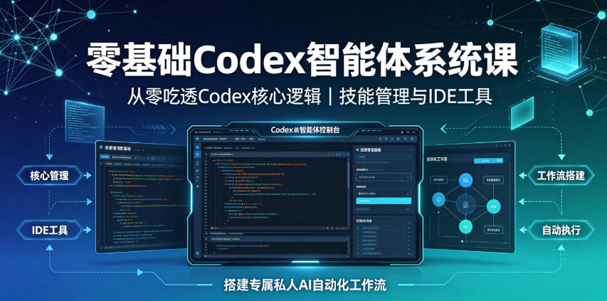 零基础Codex智能体系统课｜从零吃透Codex核心逻辑、技能管理与IDE工具，搭建专属私人AI自动化工作流-课程网