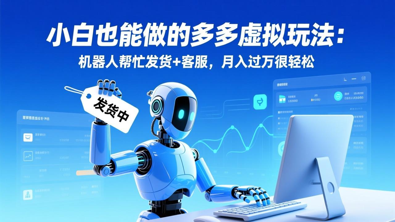 小白也能做的多多虚拟玩法：机器人帮忙发货+客服，月入过万很轻松-课程网