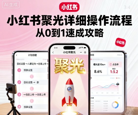 小红书聚光详细操作流程，小红书聚光从0到1速成攻略-课程网