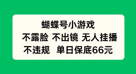 蝴蝶号小游戏，不露脸不出境 无人挂播，不违规 单日保底66米-课程网