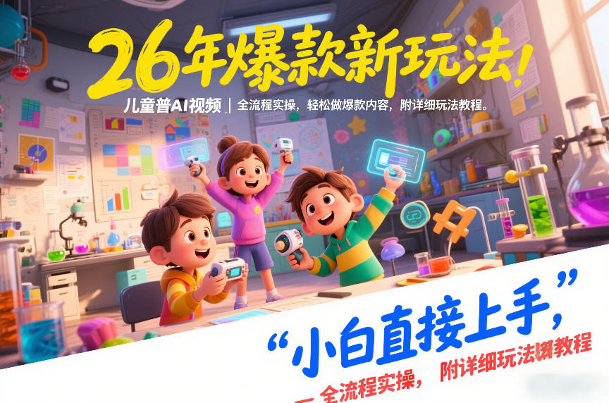 26年爆款新玩法，儿童科普AI视频，全流程实操，轻松做爆款内容，小白直接上手，附详细玩法教程-课程网