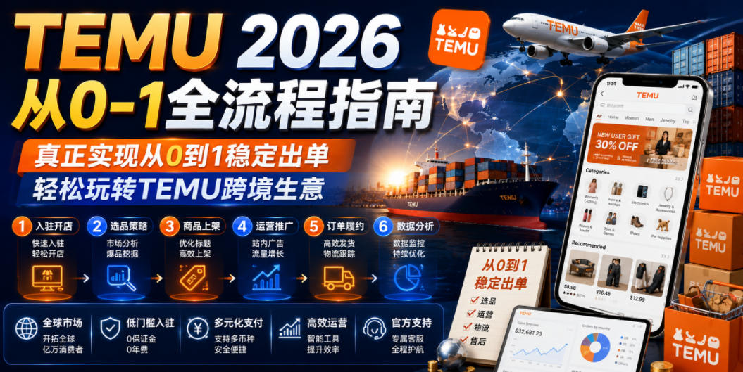TEMU 2026从0-1全流程指南，真正实现从0到1稳定出单，轻松玩转TEMU跨境生意-课程网