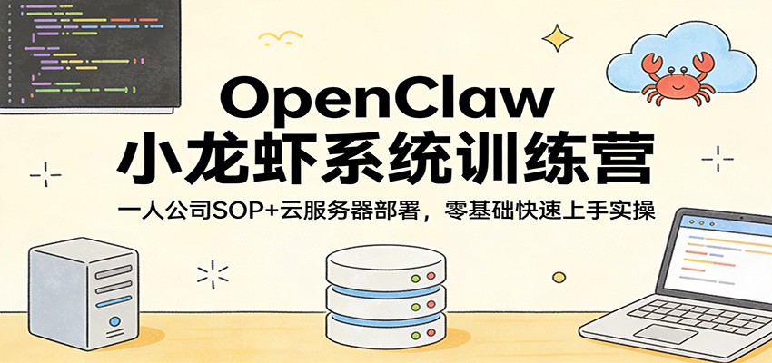 OpenClaw小龙虾系统训练营：一人公司SOP，云服务器部署，零基础快速上手实操-课程网