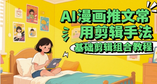 AI漫画推文常用剪辑手法，基础剪辑组合教程-课程网