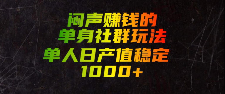 闷声賺钱的单身社群玩法，单人日产值稳定1000+【揭秘】-课程网