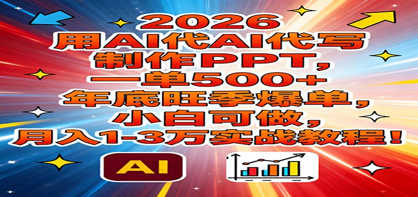 2026用AI代写制作PPT，一单500+，年底旺季爆单，小白可做，月入1-3万实战教程-课程网
