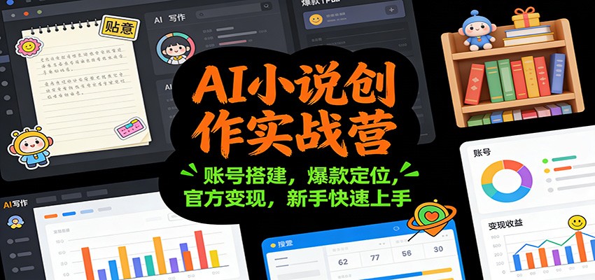 AI小说创作实战营：账号搭建，爆款定位，官方变现，新手快速上手-课程网