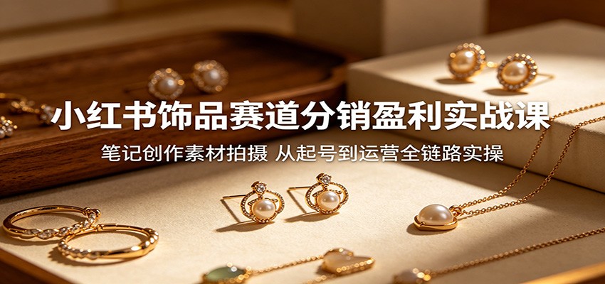 小红书饰品赛道分销盈利实战课：笔记创作素材拍摄，从起号到运营全链路实操-课程网