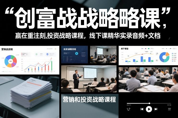 创富战略课，赢在重注时刻，营销和投资战略课程，线下课精华实录音频+文档-课程网