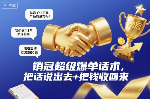 销冠超级爆单话术，把话说出去+把钱收回来-课程网