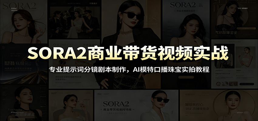 SORA2商业带货视频实战：专业提示词分镜剧本制作，AI模特口播珠宝实拍教程-课程网