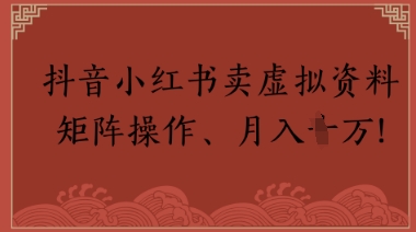 抖音小红书卖虚拟教辅、公务员资料，矩阵操作，月入1W+-课程网