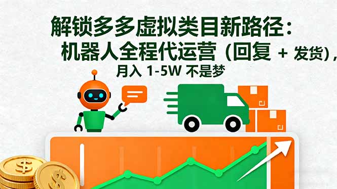 解锁多多虚拟类目新路径：机器人全程代运营(回复 + 发货-课程网