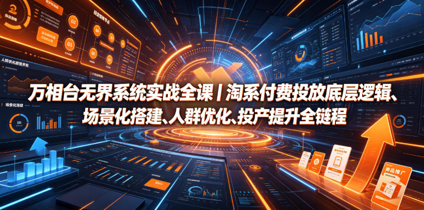 万相台无界系统实战全课｜淘系付费投放底层逻辑、场景化搭建、人群优化、投产提升全链路运营教程-课程网