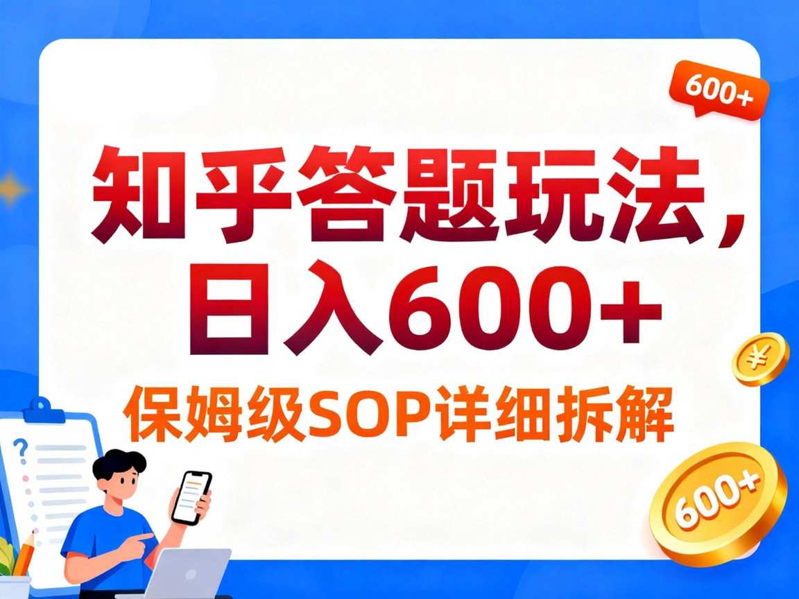 知乎答题玩法，日入6张，保姆级SOP详细拆解-课程网