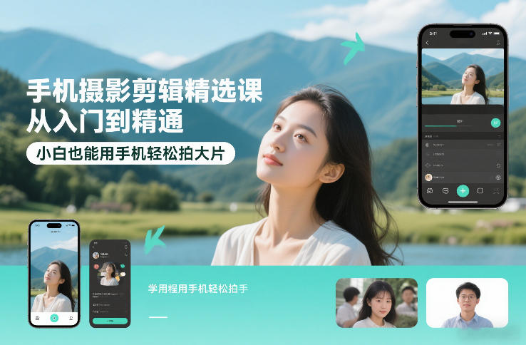 手机摄影剪辑精选课，从入门到精通，小白也能用手机轻松拍大片-课程网