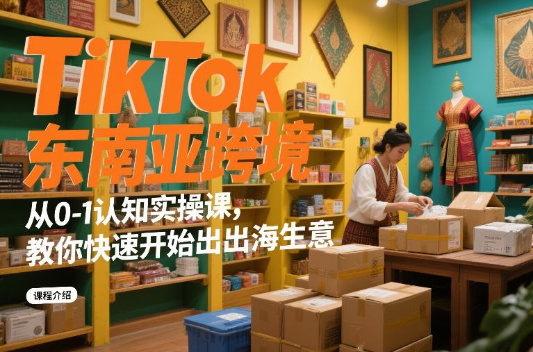 TikTok东南亚跨境从0-1认知实操课，教你快速开始出海生意-课程网