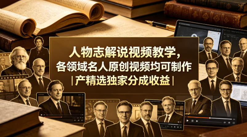 人物志解说视频教学，各领域名人原创视频均可制作丨精选独家分成收益-课程网