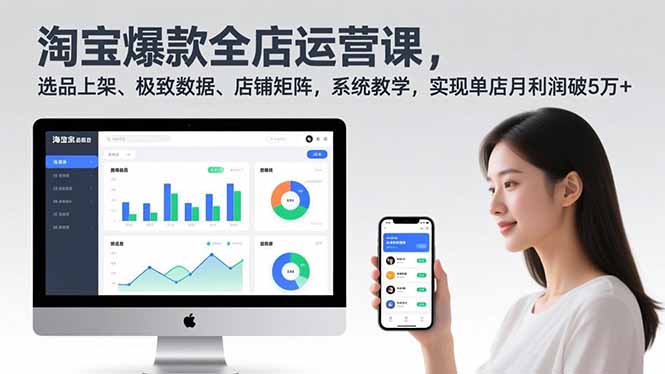 淘宝爆款全店运营课2.0，选品上架、极致数据、店铺矩阵，系统教学，实现单店月利润破5万+-课程网
