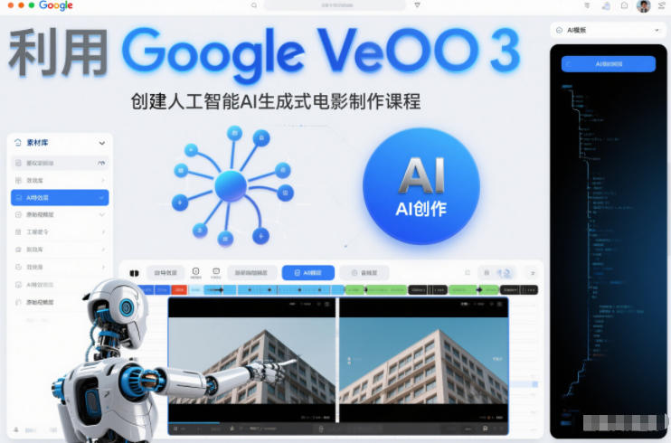 利l用Google Veo 3创建人工智能AI生成式电影制作课程，使用人工智能的力量创建令人惊叹的视频-课程网
