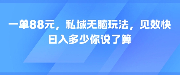 一单88元，私域无脑玩法，见效快，日入多少你说了算-课程网