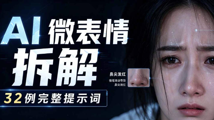 AI微表情拆解提示词合集，精准调控AI角色表情，可直接复用，0基础也能调出影视级表情变化-课程网