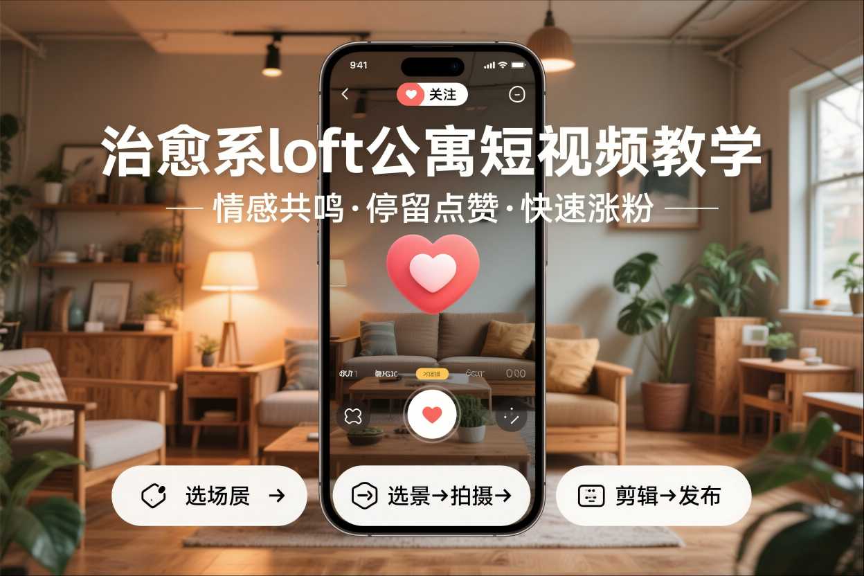 治愈系loft公寓短视频制作教学，情感共鸣引停留点赞关注，快速起号涨粉-课程网