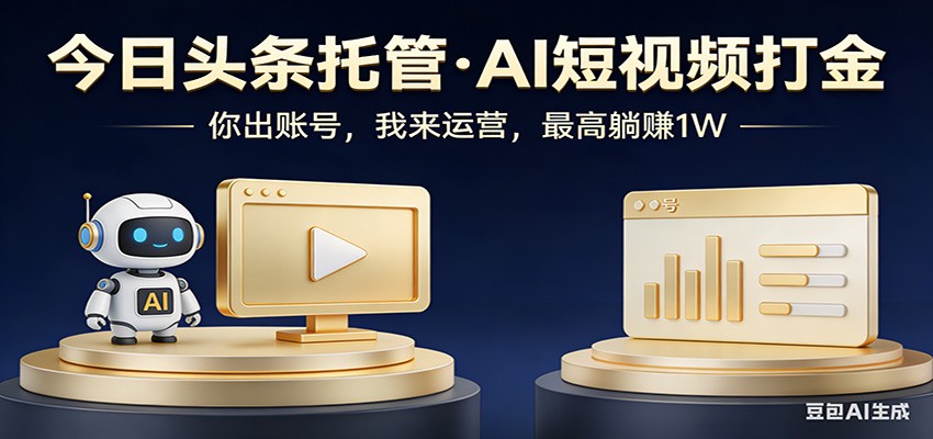 头条号AI托管，我提供作品，你提供账号，每天5分钟发布，小白躺赚3000+-课程网