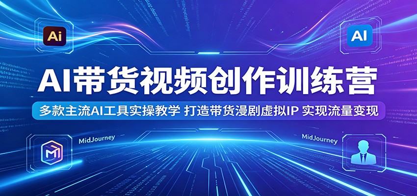 AI带货视频创作训练营：多款主流AI工具实操教学，打造带货漫剧虚拟IP，实现流量变现-课程网