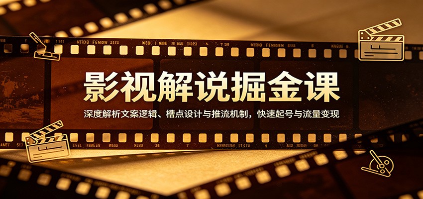 影视解说掘金课：深度解析文案逻辑、槽点设计与推流机制，快速起号与流量变现-课程网