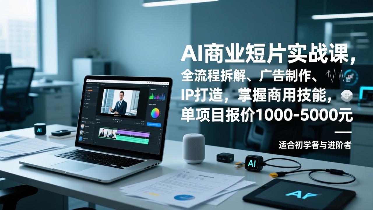 AI商业短片实战课，全流程拆解、广告制作、IP打造，掌握商用技能，单项目报价1000-5000元-课程网