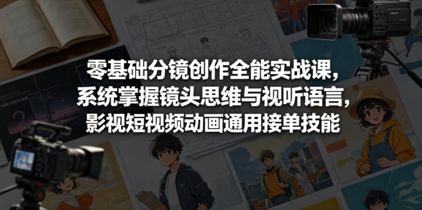 零基础分镜创作全能实战课，系统掌握镜头思维与视听语言，影视短视频动画通用接单技能-课程网