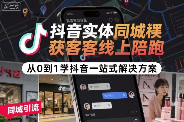 抖音实体同城获客线上陪跑，从0到1学抖音一站式解决方案-课程网