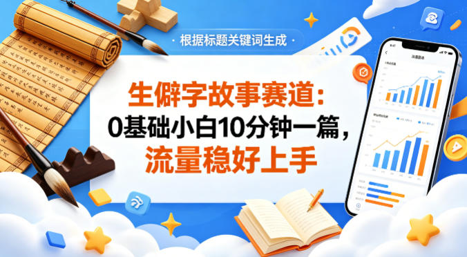 公众号流量主——生僻字故事赛道，流量稳，好上手，0基础小白也能10分钟一篇-课程网