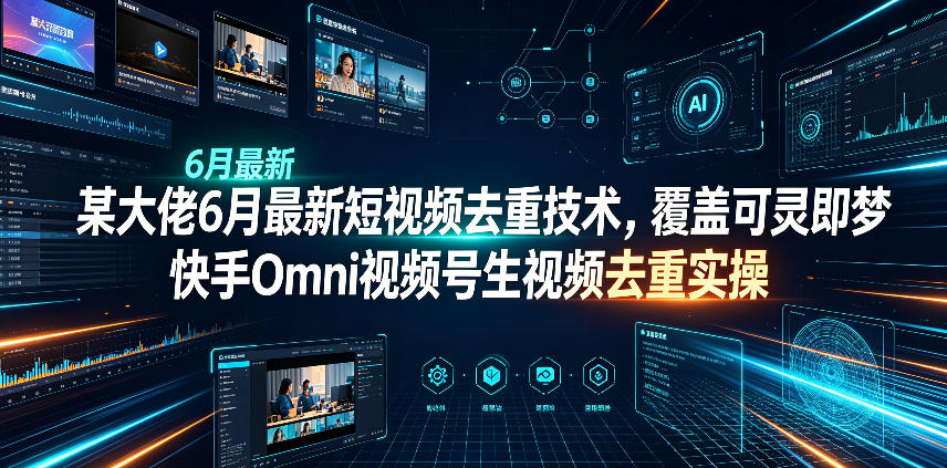 某大佬6月最新短视频去重技术，覆盖可灵即梦快手Omni视频号生视频去重实操-课程网