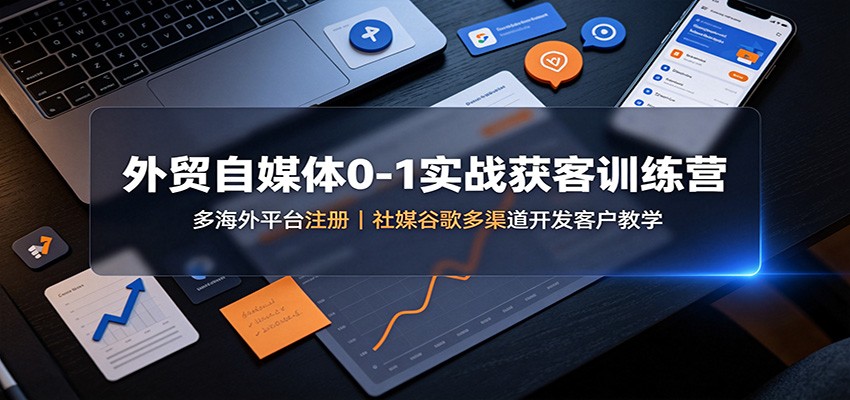 外贸自媒体0-1实战获客训练营：多海外平台注册，社媒谷歌多渠道开发客户教学-课程网