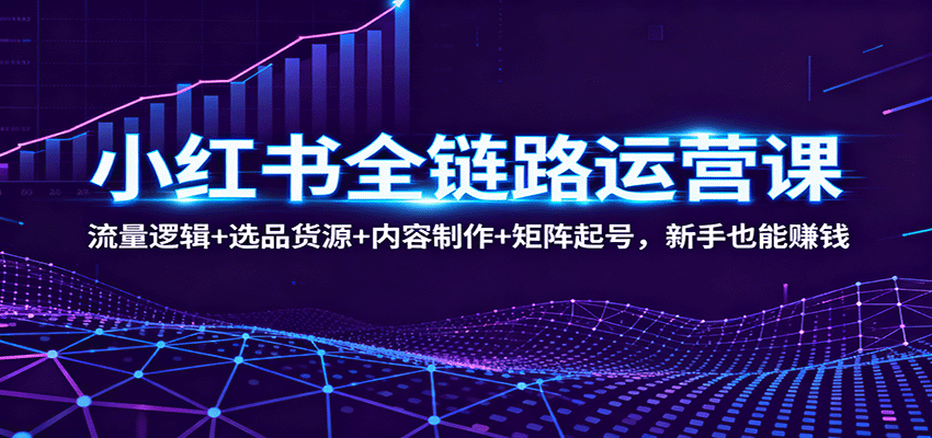 小红书全链路运营课：流量逻辑+选品货源+内容制作+矩阵起号，新手也能赚钱-课程网