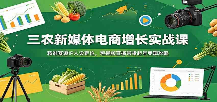 三农新媒体电商增长实战课：精准赛道IP人设定位，短视频直播带货起号变现攻略-课程网