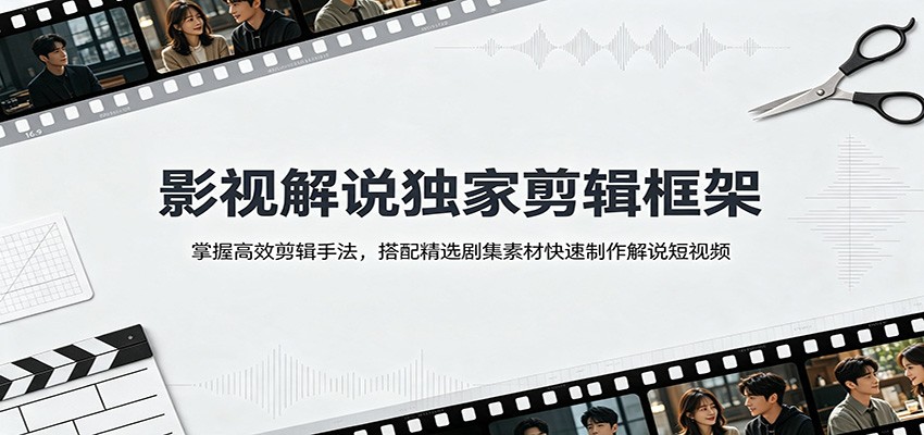 影视解说独家剪辑框架：掌握高效剪辑手法，搭配精选剧集素材快速制作解说短视频-课程网