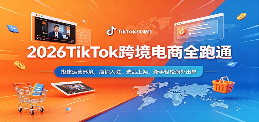 2026TikTok跨境电商全跑通：搭建运营环境，店铺入驻，选品上架，新手轻松海外出单-课程网